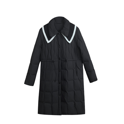 韩版中长款双层领收腰羽绒服