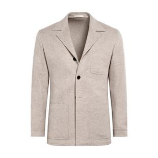 SUITSUPPLY砂砾色羊毛慵懒男士衬衫式夹克外套