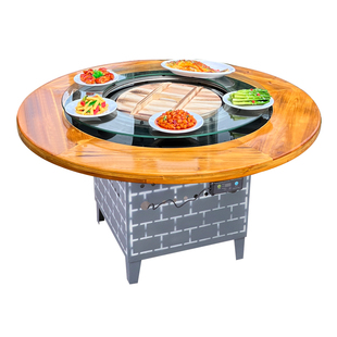 饭店商用火锅桌铁锅炖灶台桌烧电陶炉自净化地锅鸡柴火鸡专用灶台