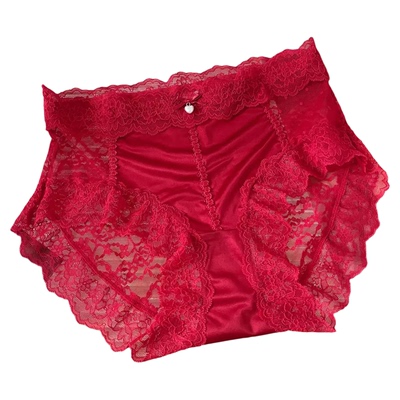 好哇塞的红色！蕾丝内裤女中高腰