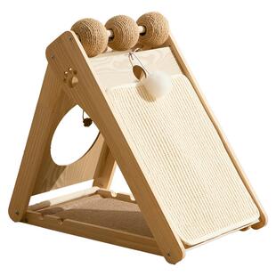 剑麻猫抓板耐磨不掉屑实木三角立式猫窝麻绳免安装猫爪板猫咪玩具