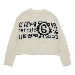 MM6童装数字logo圆领套头长袖休闲毛衣针织衫上衣
