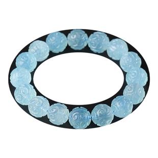 甄选7A天然海蓝宝回纹珠散珠子手串女士diy手工手链项链水晶多宝