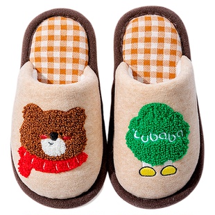 男童棉麻拖鞋2025秋冬季新款儿童小女孩居家室内防滑棉鞋大小童款