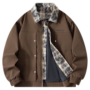 Kawasaki川崎 美式假两件铆钉休闲百搭飞行教练夹克外套男女同款