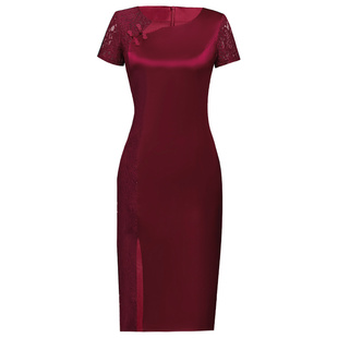 妈妈婆婆婚礼宴会礼服低领加厚改良新式旗袍短款优雅气质年轻婆婆