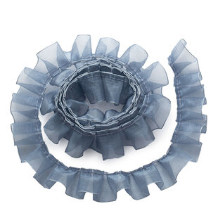 宽2.5cm彩色皱褶网纱花边 diy手工服装娃娃袖口裙边纱带辅料