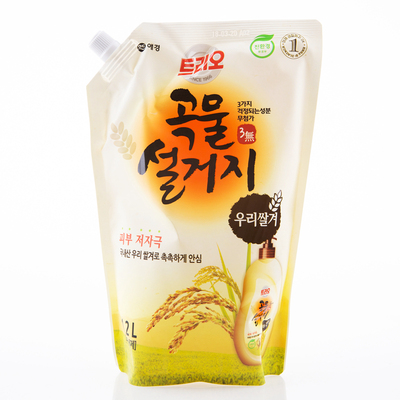 韩国爱敬黄米糠袋装大容量洗洁精