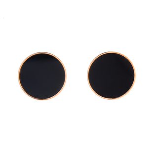 日韩简约黑色圆圈钛钢耳钉大中小号圆饼耳环冷淡风短发耳坠耳饰女