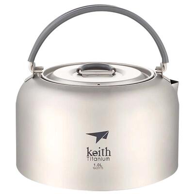 keith铠斯纯钛烧水壶泡茶专用户外钛茶壶露营水壶卡式炉煮茶壶1L