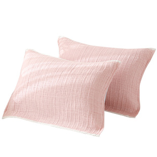 全棉纱布枕巾纯棉一对男生防螨抗菌枕头巾防头油可固定轻奢高级感