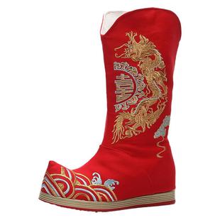 秋冬新款古风汉服古装婚鞋男内增高跟弓鞋武侠靴中国风中式婚礼男