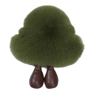 可爱真獭兔毛小树汽车钥匙扣挂件ins网红毛绒球公仔包包挂饰礼物