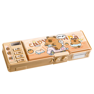 卡皮巴拉密码文具盒女孩款多功能铅笔盒男孩大容量笔袋女生2026新款网红爆款儿童学霸笔盒小学生用男文具笔袋