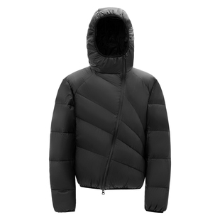 新因素×STAFFPICK 轻量化放射性排骨斜拉链短款黑色羽绒服男外套