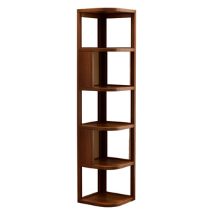 转角收纳柜书架落地式置物架实木书柜储物柜一体靠墙可移动展示柜