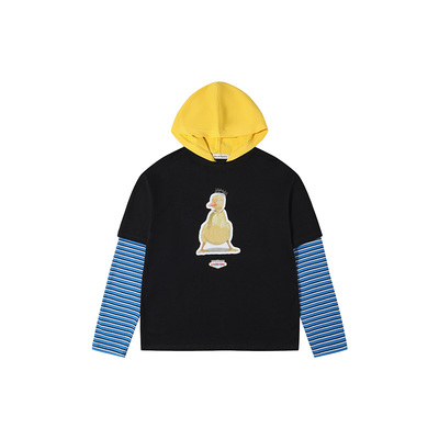 UBBLEDUCKY珠链装饰假两件帽衫