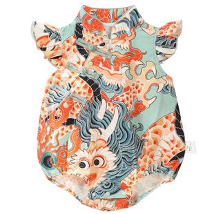 龙喜年婴儿夏季周岁礼服女宝中式旗袍包屁连体爬服满月百天宴衣服