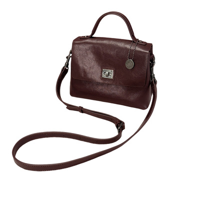 哈弘植鞣头层牛皮2025新款简约复古小方包单肩斜挎手提百搭通勤风