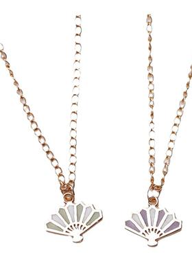 古风扇子合金好朋友挂坠锁骨链