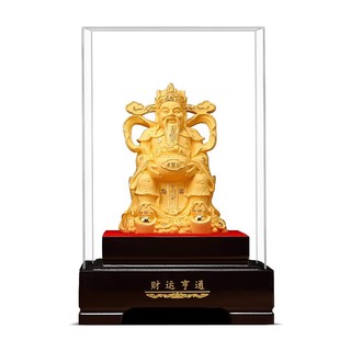 财神爷摆件神像家用绒沙金工艺品金财神办公室装饰品新店开业礼物