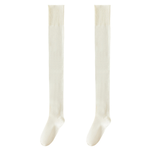 大腿长筒过膝袜女秋冬季加厚保暖高筒护膝盖白色配靴子长腿袜春秋
