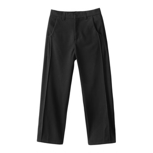 LUUD 男冬分割线条设计松紧腰西裤莱赛尔天丝羊毛混纺直筒毛呢裤