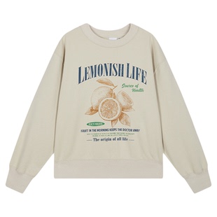 MOUSSY 秋季新品慵懒休闲风柠檬印花宽松卫衣女028IAB90-1015