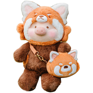 lulu猪动物派对系列周边毛绒挂件公仔长颈鹿玩偶斜跨背包罐头小猪