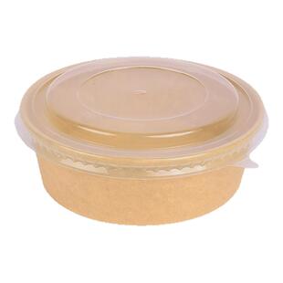 一次性牛皮纸碗餐盒圆形带盖卤肉饭外卖打包盒商用水果轻食沙拉碗