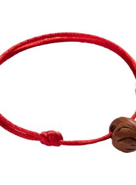 普陀山防惊吓压随身桃核红绳手链