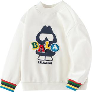 巴拉巴拉男童加绒卫衣宝宝白色打底衫秋冬款童装儿童上衣一体绒厚