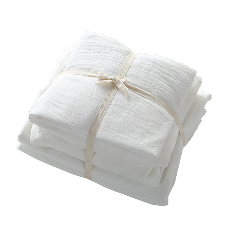 无印水洗棉四件套简约良品纯色格子条纹纯棉全棉床单床笠床品套件