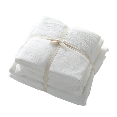 棉无印全棉水洗棉格子纯色四件套