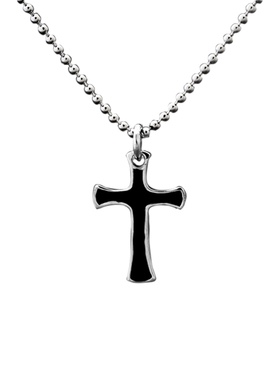 十字吊坠925纯银女黑烤漆欧美