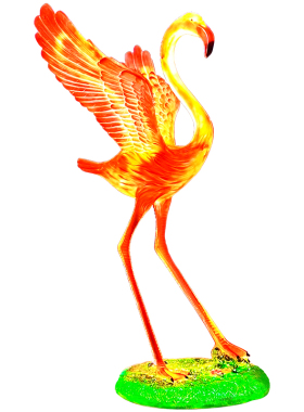 户外仿真火烈鸟彩虹云朵雕塑
