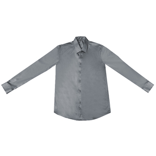 辉先生春季衬衫男长袖纯色丝滑休闲正装潮牌修身免烫商务衬衣男士