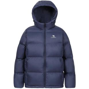 Camel骆驼拒水羽绒服秋冬季新款户外女士短款白鸭绒连帽厚面包服