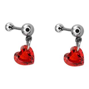 Shinma【十字契约】钛钢红色爱心挂坠锆石耳钉耳骨钉亚比甜美耳饰
