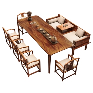 高档胡桃木罗汉床茶桌椅组合家用客厅新中式茶几办公室实木泡茶台