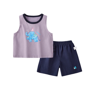 杰里贝比男童套装2026夏季新款宝宝背心短裤小童夏装儿童两件套男
