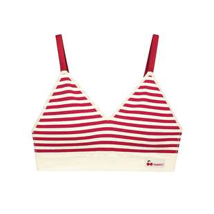 奶糖女孩假日无钢圈文胸大胸三角杯内衣女法式性感小胸聚拢胸罩夏