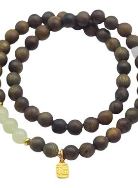 普陀山天然绿檀手链女款