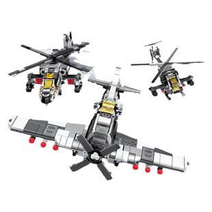 沃马C0816军事8合3战斗机武装直升机坦克核潜艇组装积木玩具模型