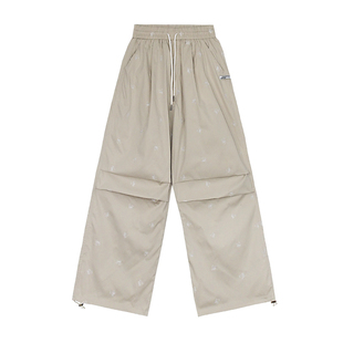 NECOYEP 2025春季美式蝴蝶结印花休闲阔腿裤女宽松直筒休闲裤子潮