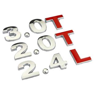 汽车排量标1.4T1.8T2.0T3.0T2.4L3.0L排量贴金属标车贴尾标字母标