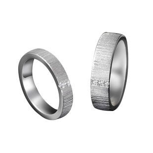 旦早999足银镶钻定制闭口情侣戒指一对小众设计纯银情侣对戒礼物