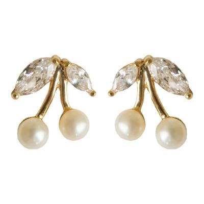 荒野鹰天然珍珠皓石耳钉