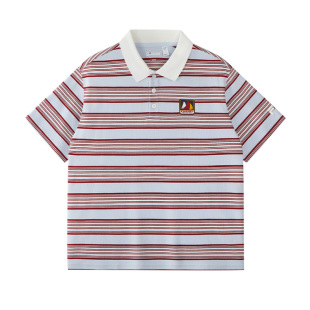 FILA FUSION斐乐潮牌男子针织短袖POLO衫2026夏新款纯棉条纹上衣