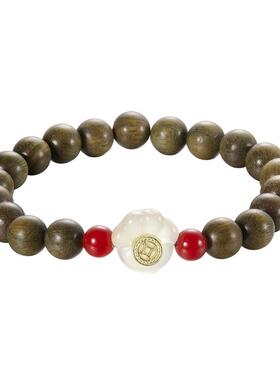 zeroline玛瑙猫爪绿檀木手串女